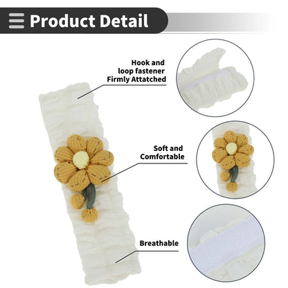 Set of 2 Yellow Seat Belt Cover Pads for Universal Fit (25cm)
