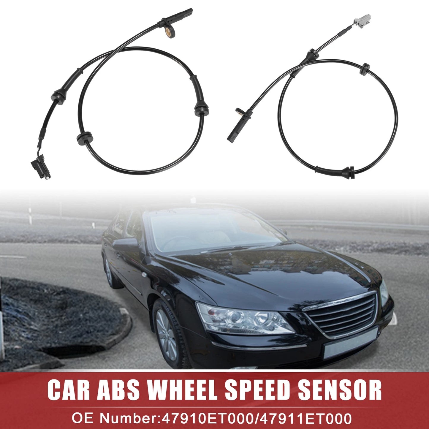 Set of 2 Front ABS Wheel Speed Sensors for Nissan (No. 47910ET000/47911ET000)