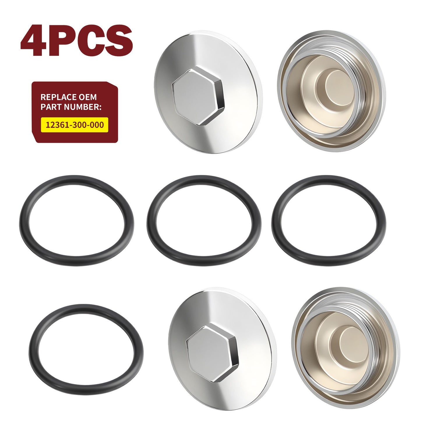 Set of 4 Engine Valve Tappet O-Ring for Honda