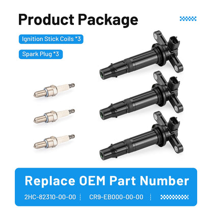 3X Ignition Coils & 3X Spark Plugs for Yamaha YXZ1000R (2016–2024)