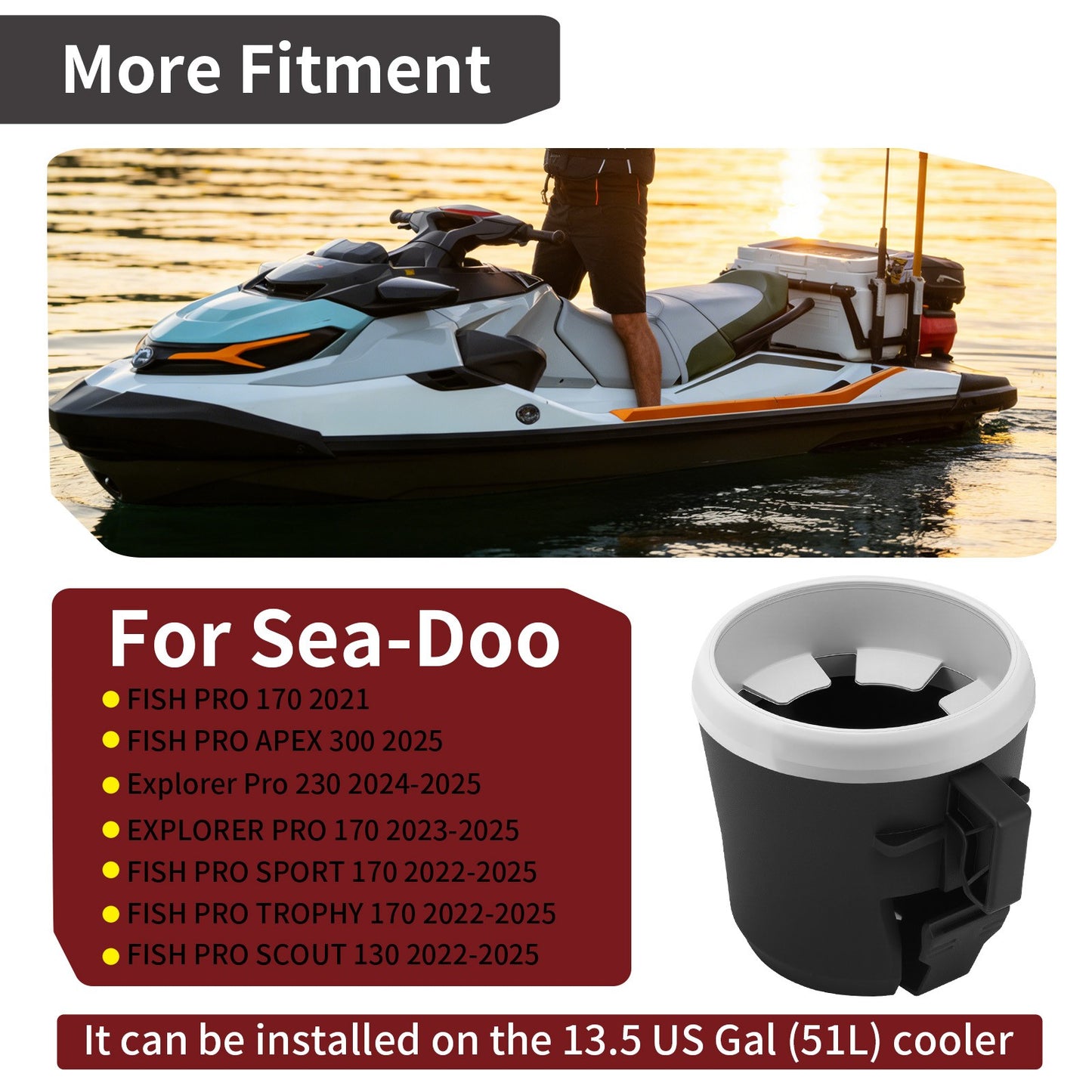Cup Holder for Sea-Doo Fish Pro (2021–2025)