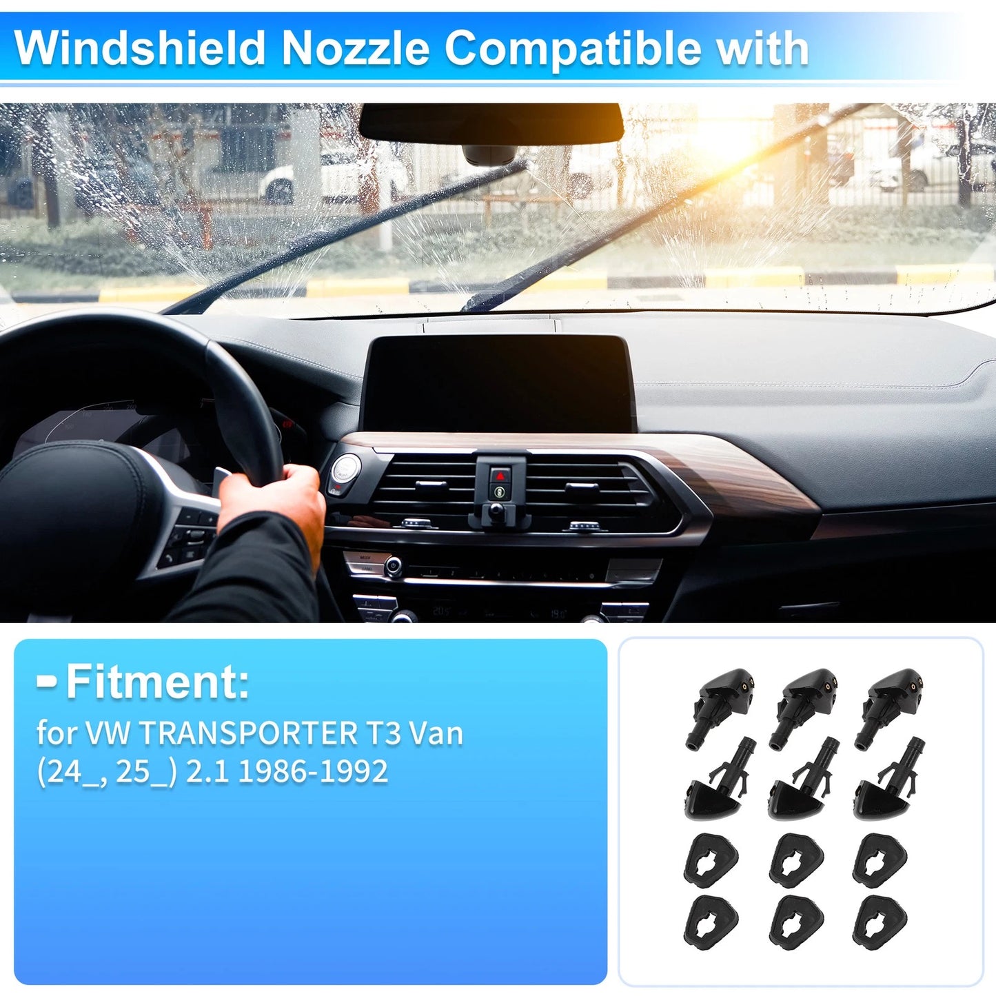 Set of 6 Windshield Washer Nozzles for VW Transporter T3 (1979–1992) No. 211955993