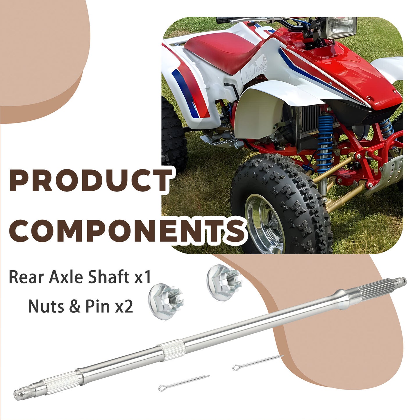 Rear Axle Shaft & Nuts for Honda Fourtrax 250 (1985–1987)