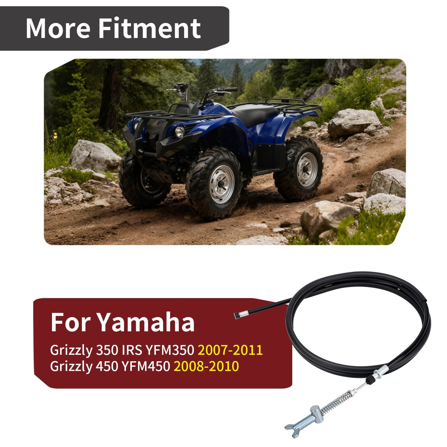 Rear Hand Park Brake Cable for Yamaha Grizzly 450 (2008–2010)