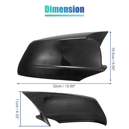 1 x Pair Door Wing Rearview Side Mirror Cover Cap Carbon Fiber Pattern for BMW
