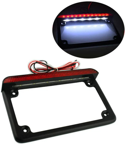 6" LED License Plate Frame with Tail Brake Light for Universal Motorcycle