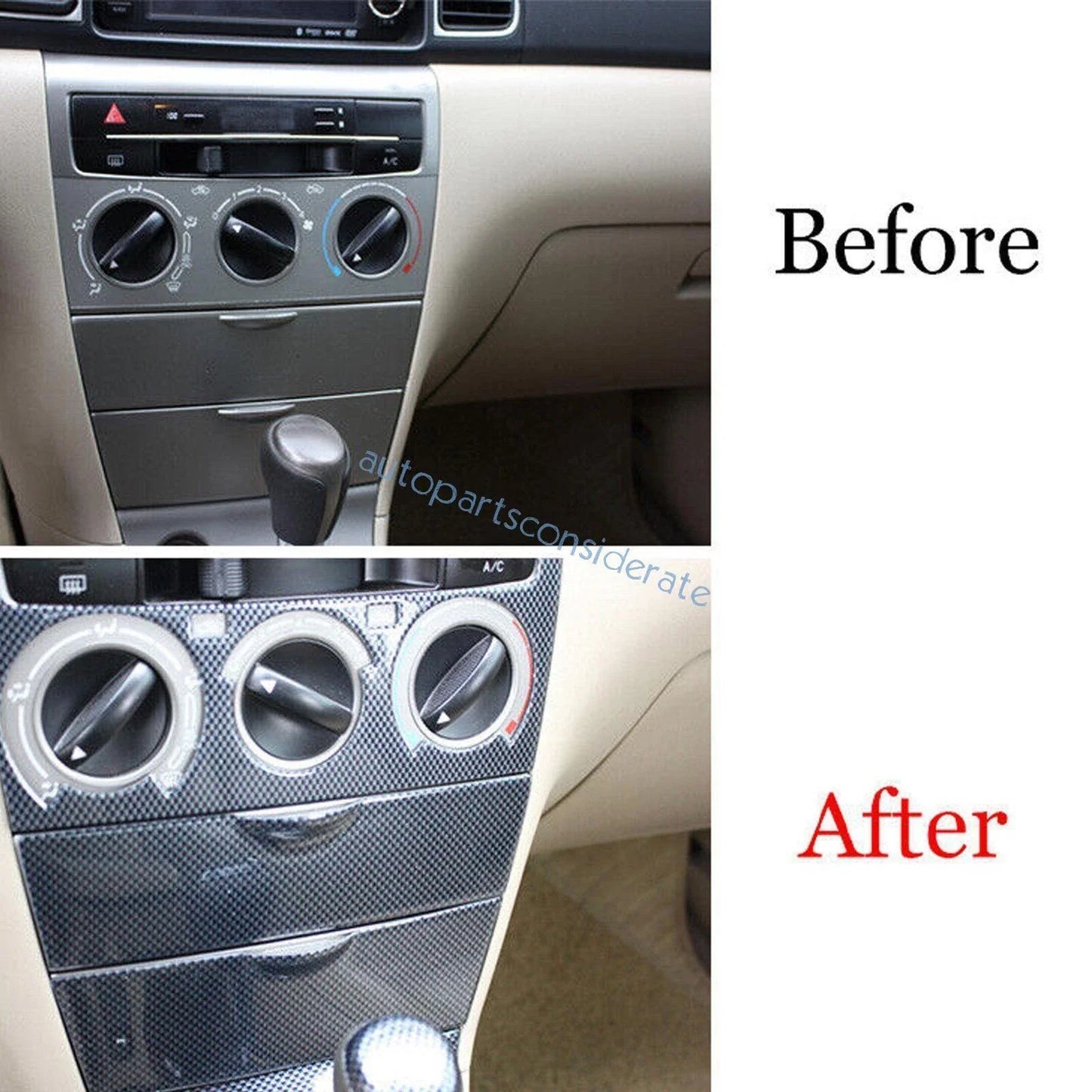 Carbon Fiber Middle Console Storage Box Panel for Toyota Corolla (2003–2008)