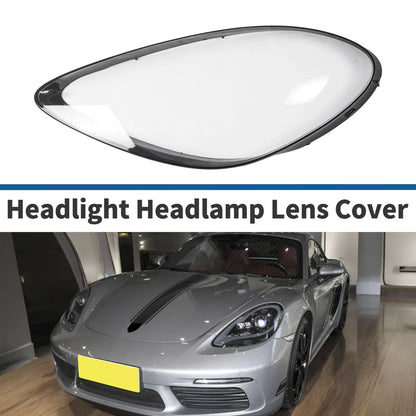 1 Pcs Headlight Lens Cover for Porsche 718 (2017–2022) Clear Black
