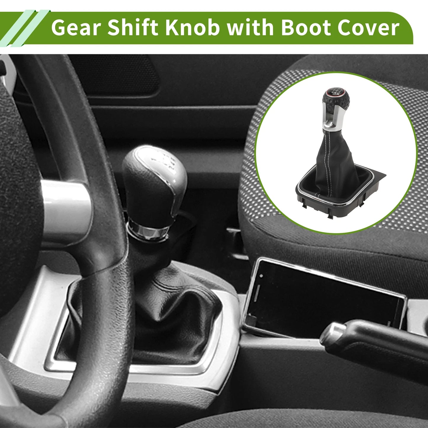 6 Speed Gear Shifter Knob with Cover for VW Golf MK6 GTI GTD R20 (2009–2013)