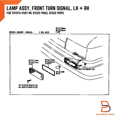 Front Bumper Indicator Parking Lights for Toyota Corolla (1983-1987)