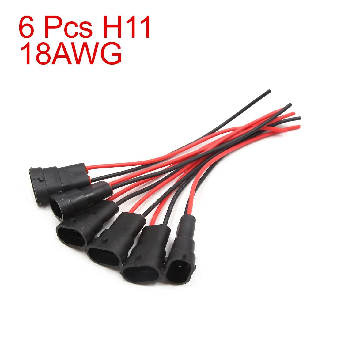Set of 6 H11 Fog Light Bulb Extension Wire Harness Female Socket Connectors for Car