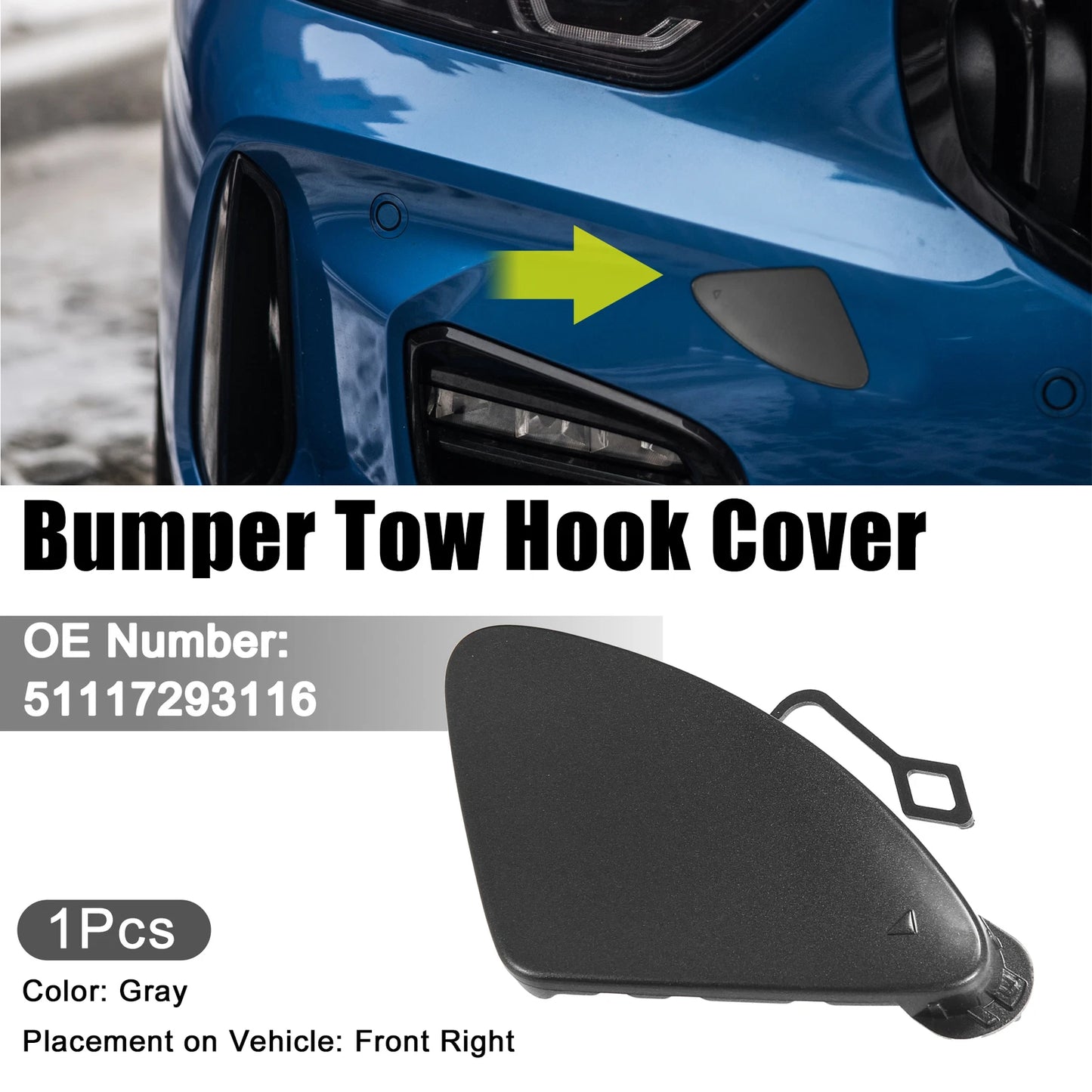 Tow Hook Cover Cap for BMW 320i (2012–2015) - Gray
