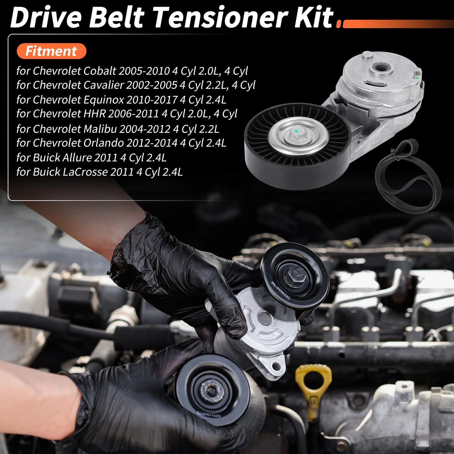 Set of 2 Drive Belt Tensioner Kit for Chevrolet Cobalt (2005–2010) 2.0L 4 Cyl