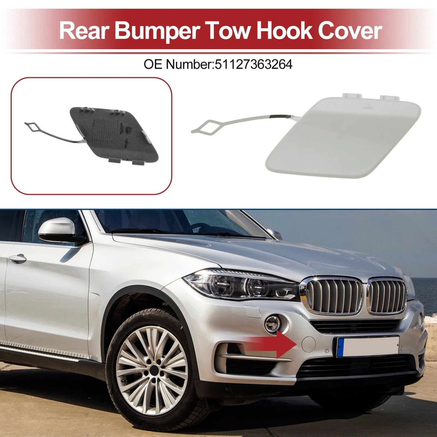 1 Pcs Rear Tow Hook Cover for BMW 428i White (2014 - 2016)