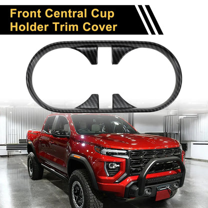 Front Central Cup Holder Cover for Chevy Colorado (2023-2024) Carbon Fiber