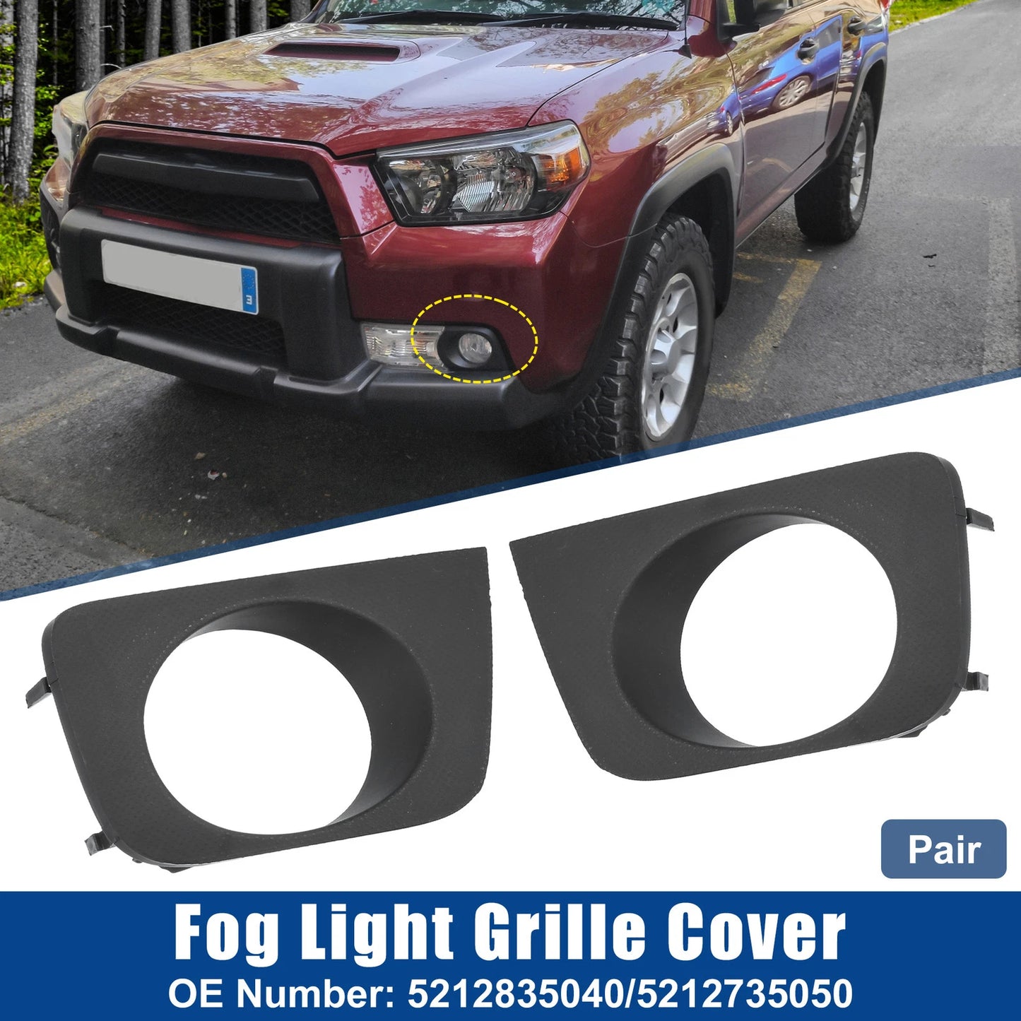 1 Pair Fog Light Grille Cover Trim for Toyota (No. 5212835040)