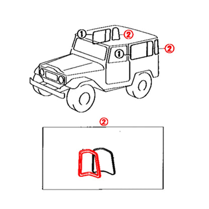 Rear Side Window Corner Weatherstrip for Toyota Land Cruiser BJ40 BJ42 FJ40 HJ45 (1975–1984)