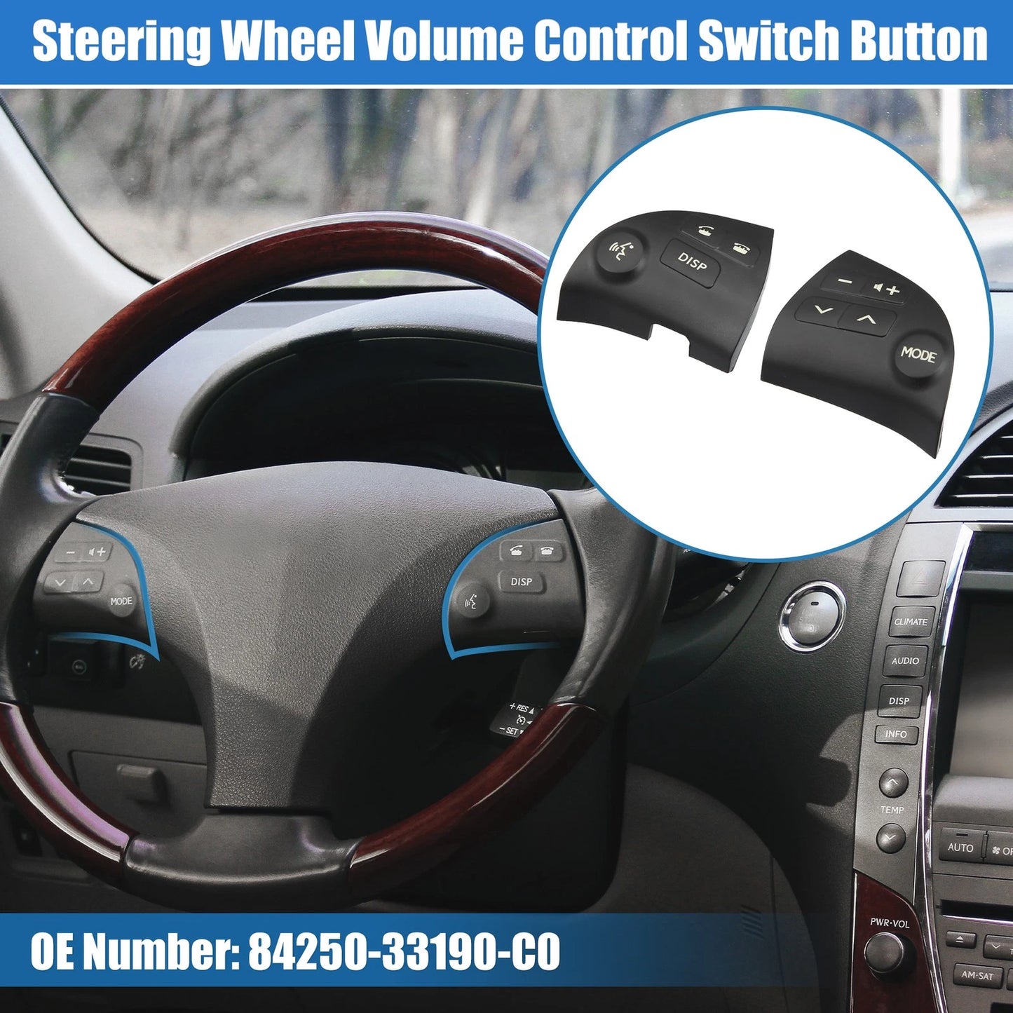 2X Steering Wheel Volume Control Switch Button for Lexus  84250-33190-C0