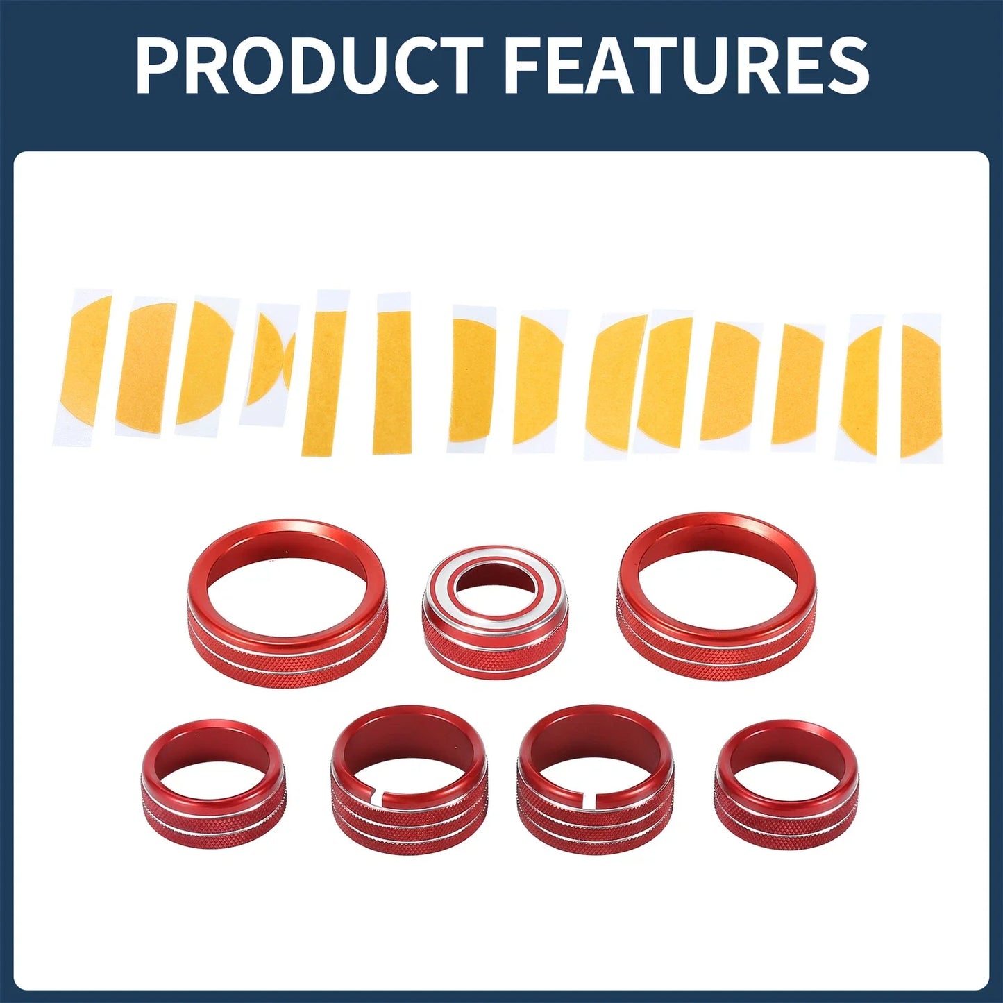 4WD Headlight Switch Knob Cover Ring for GMC Canyon (2015-2022) - 7 Pcs Red