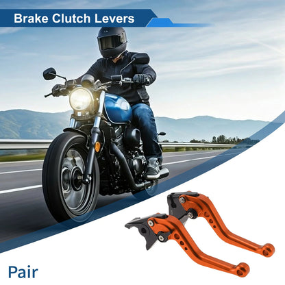 Adjustable Short Brake Clutch Levers for Kawasaki Z750 (2007–2012) - Solid Orange