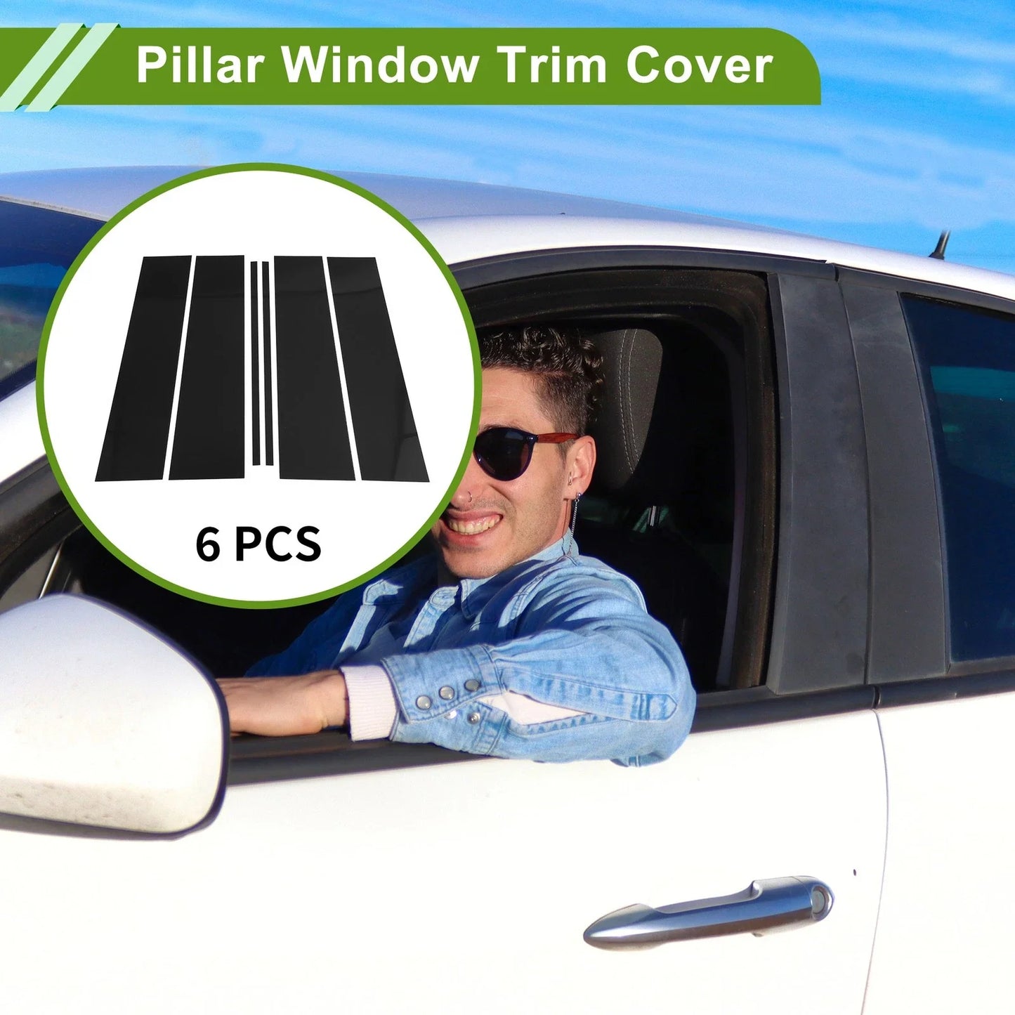 6 Pcs Black Pillar Window Trim for Chevy Suburban (2021-2023)