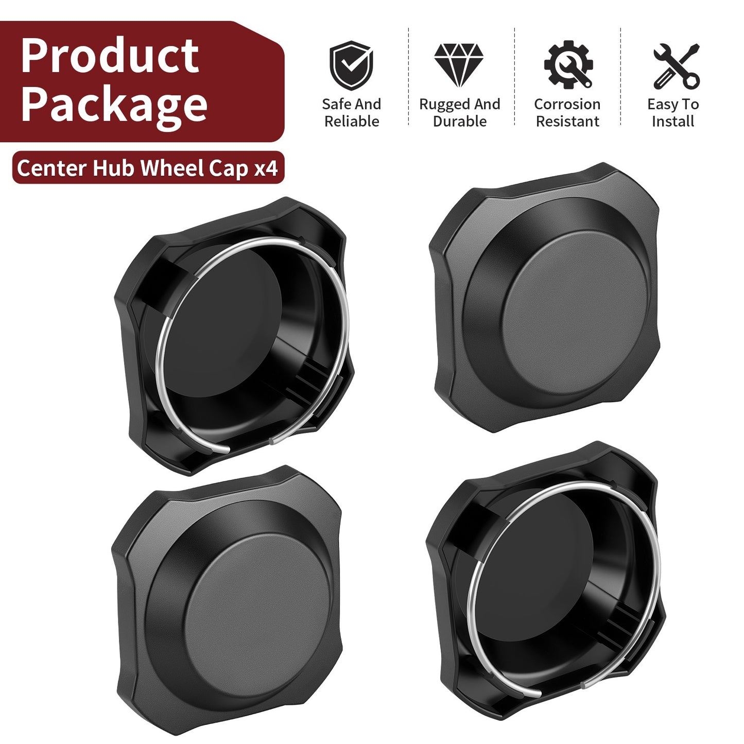 Set of 4 Center Hub Wheel Rim Caps for Polaris RZR XP 4 1000 (2024–2025)