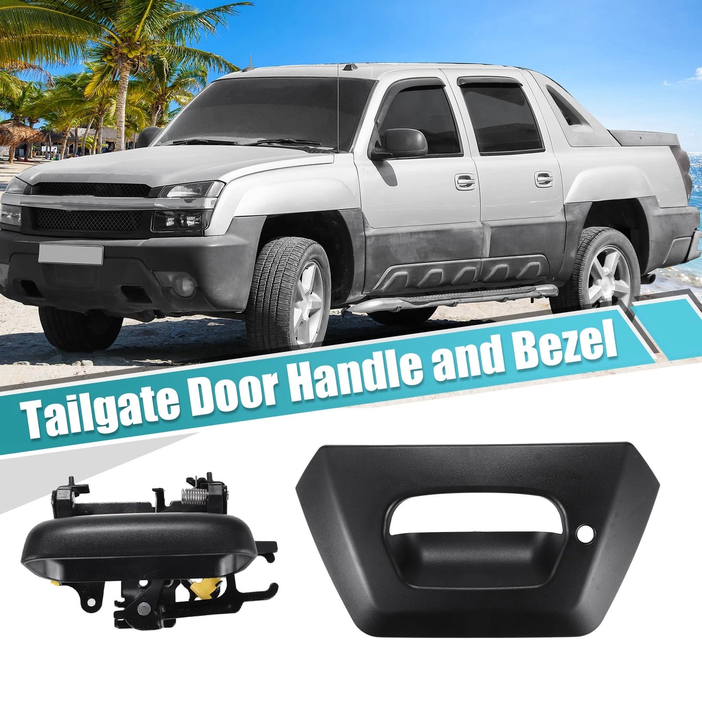Set of 2 Tailgate Door Handle and Bezel for Chevy Avalanche 1500 2500 (2002–2006)