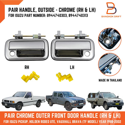 Chrome Outside Front Door Handles for Holden Rodeo TF Ute (1997-2003)
