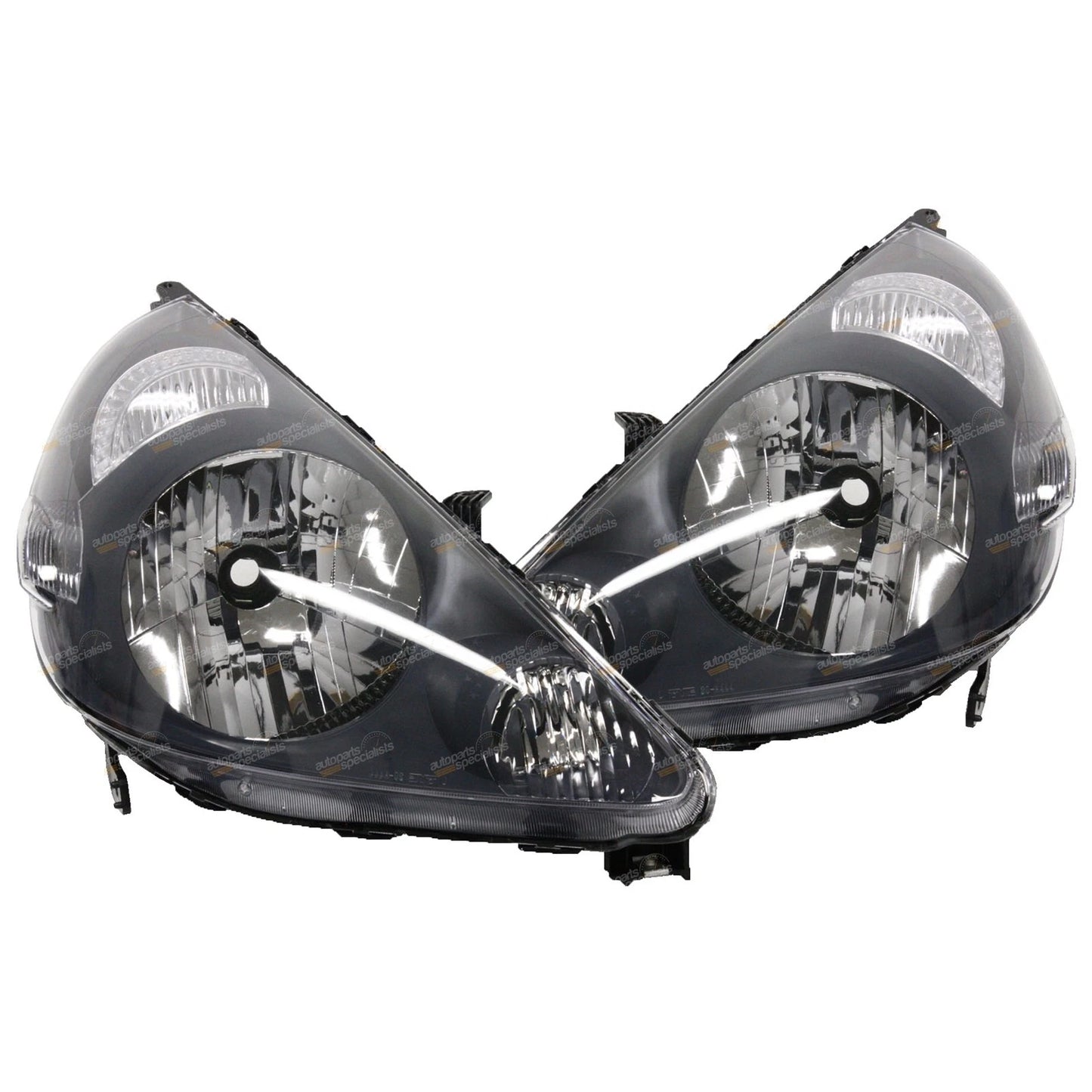 Set of 2 Black Headlights for Honda Jazz GD Series (2002–2004)
