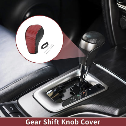 1 Pc Gear Shift Knob Cover for Ford Edge (2011–2014) Red Faux Leather