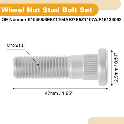 5 pcs M12x1.5 Wheel Lug Stud for Ford Focus (2009–2018) No. 610468 Silver Tone