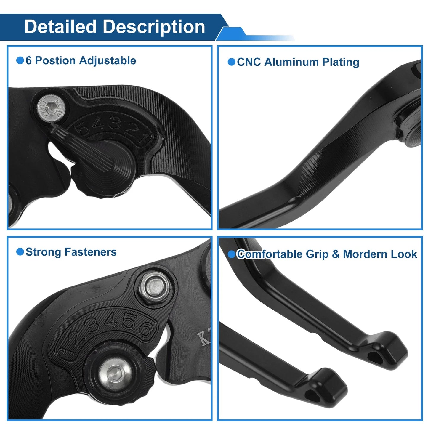 Short Brake Clutch Levers for KTM 790 Adventure R (2019–2024) Black 1 Pair