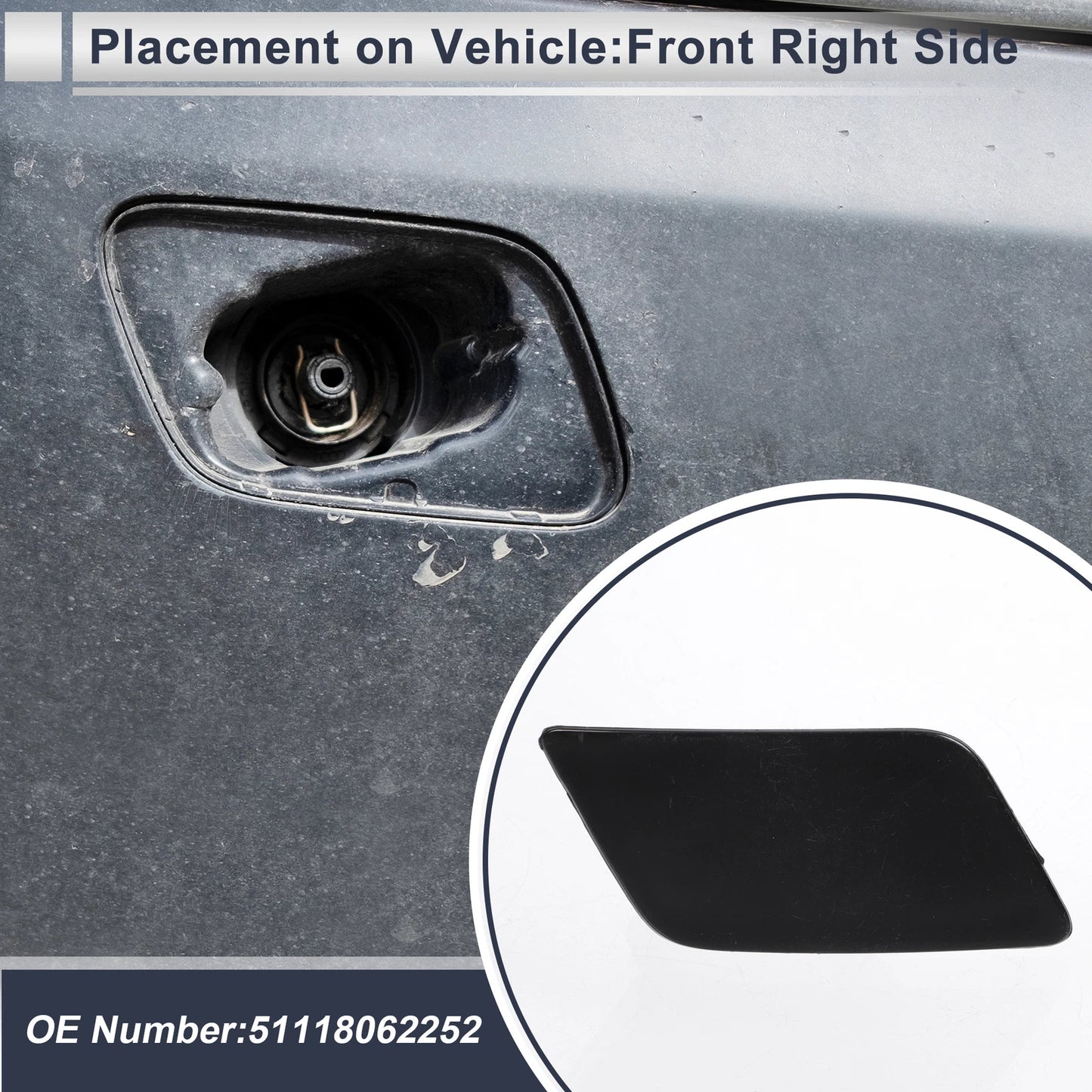 Bumper Headlight Washer Nozzle Cover Cap for BMW 335i (2007–2013)