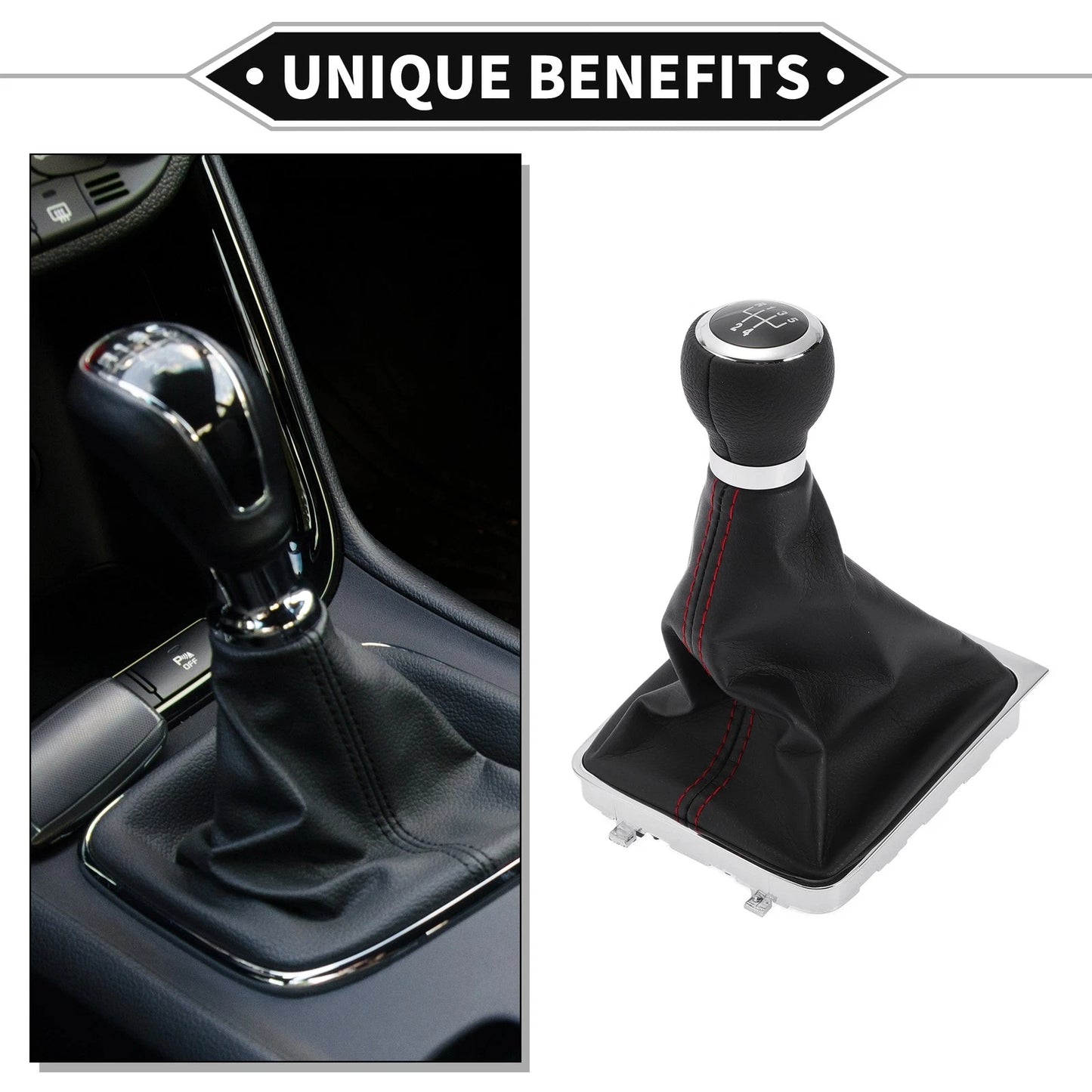 5 Speed Gear Shifter Knob with Cover for VW Passat B6 (2006–2010) Faux Leather