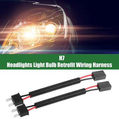 2X H7 Headlight Light Bulb Wiring for Universal Cars - Durable Black