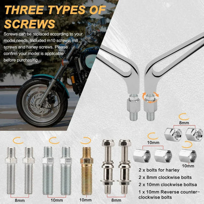 Chrome Motorcycle Mirrors for Chopper Cruiser Bobber Cafe Racer Scooter