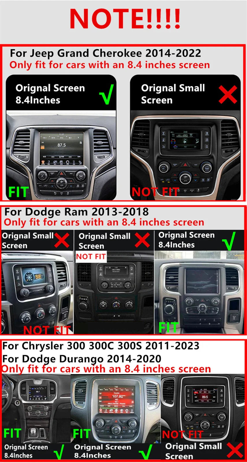 8.4" Stereo Radio GPS Navi Unit for Jeep Chrysler Dodge Charger Challenger