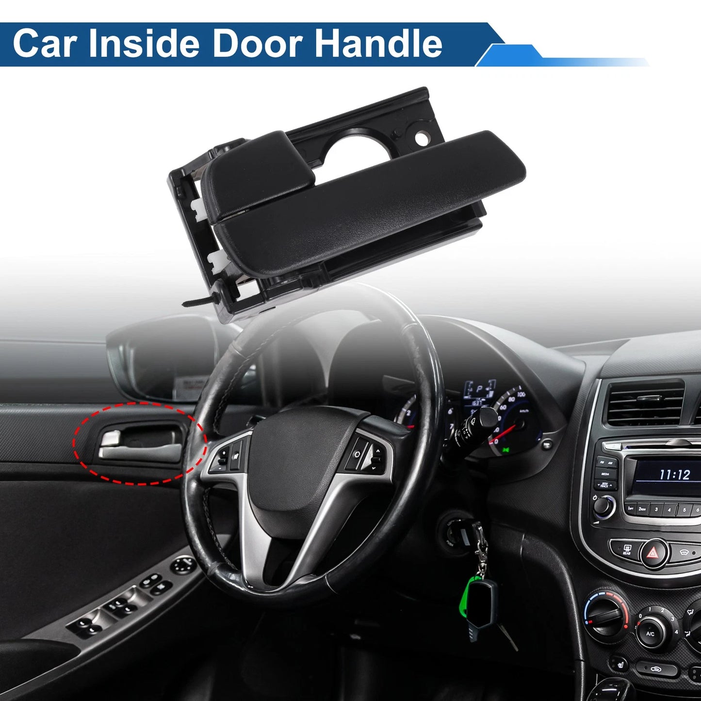 Rear Left Passenger Side Interior Door Handle for Kia Rio (2012–2017) No. 836101G000 Black