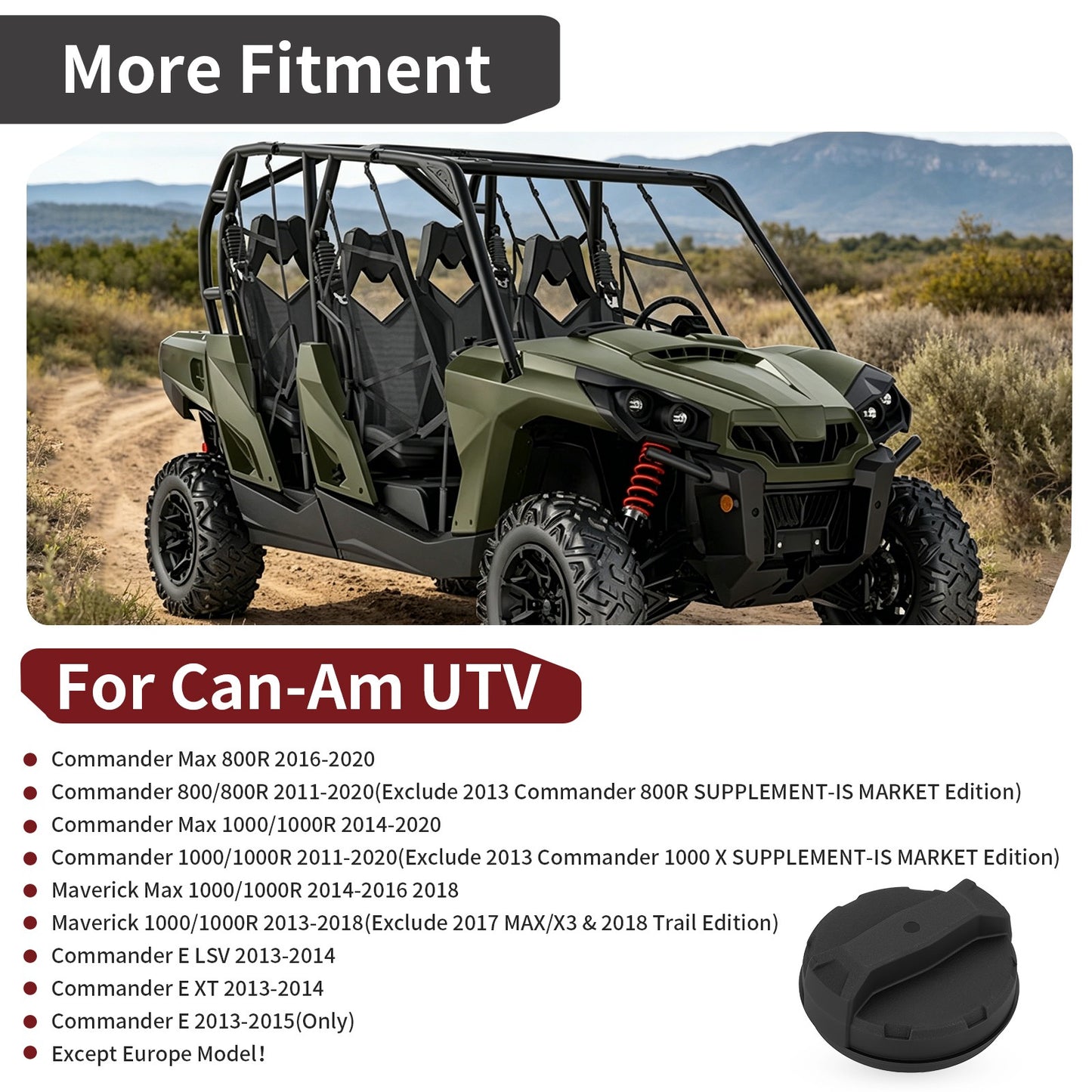 Gas Fuel Cap for Can-Am Commander E LSV XT (2013–2015)