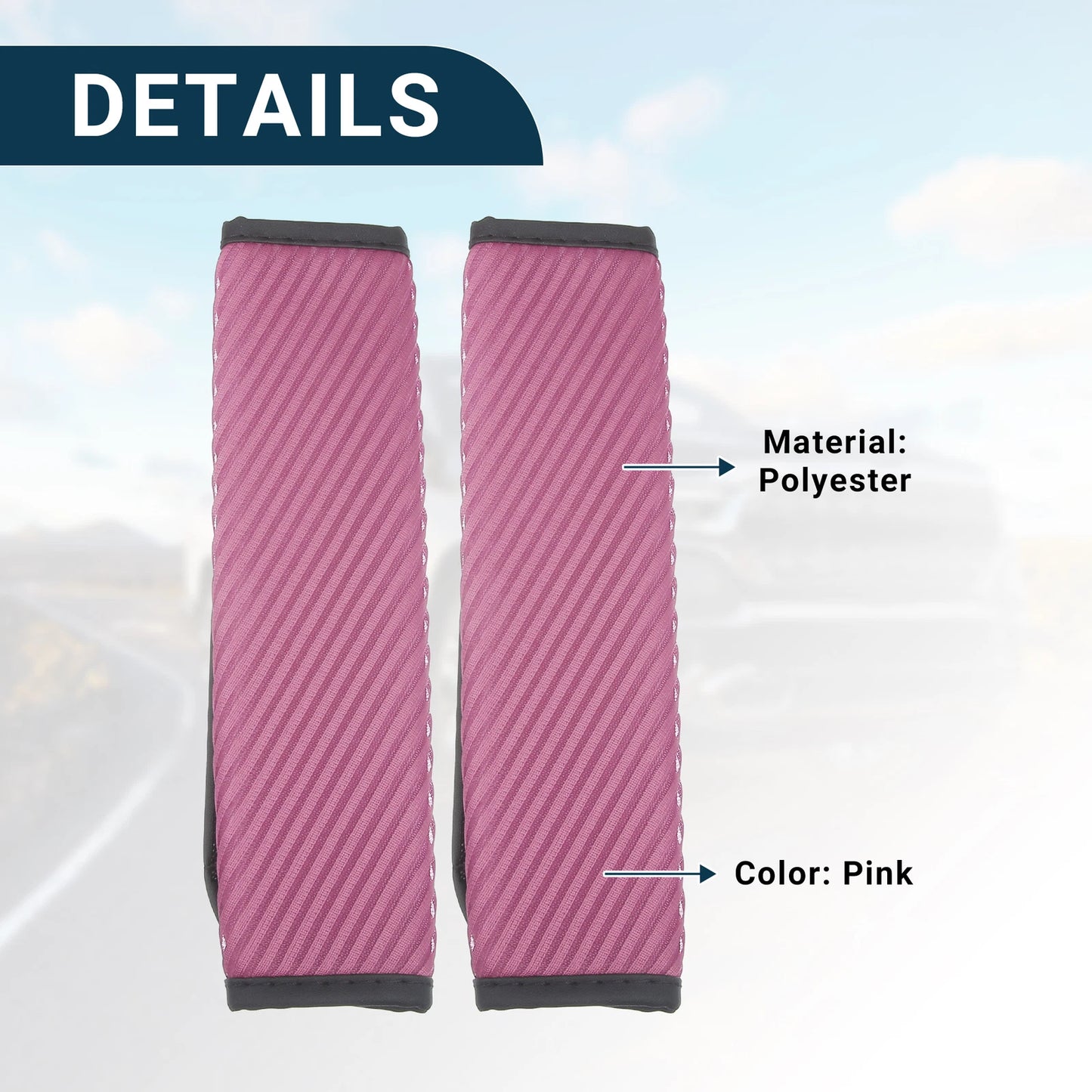 2X Breathable Seat Belt Cover Pads for Universal Fit (Soft Pink)