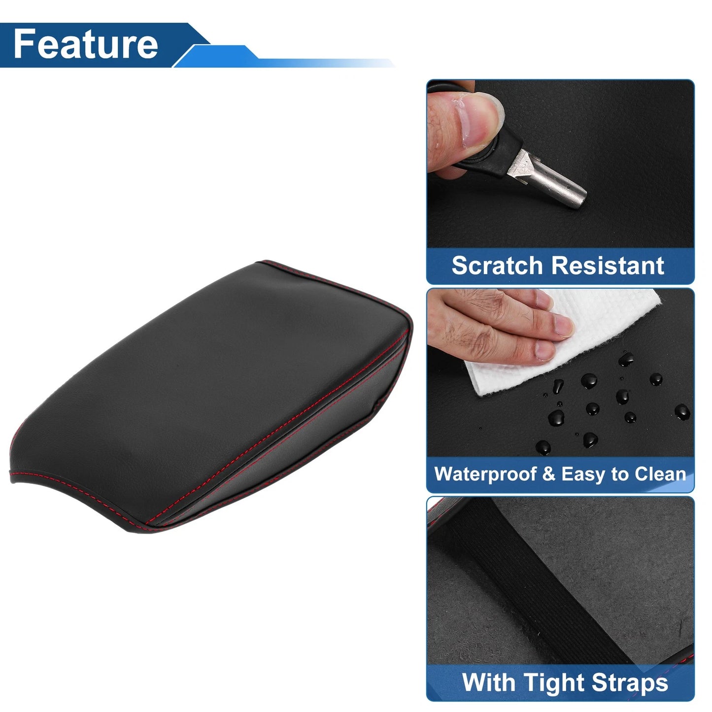 Armrest Cover for VW Touran (2016–2024) Anti-Scratch Black Red