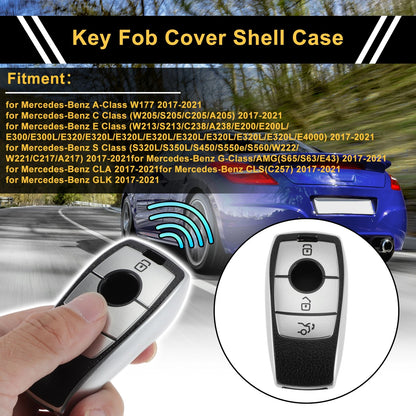 Silver Tone Key Case for Mercedes-Benz A-Class W177 (2017–2021) - 3 Buttons
