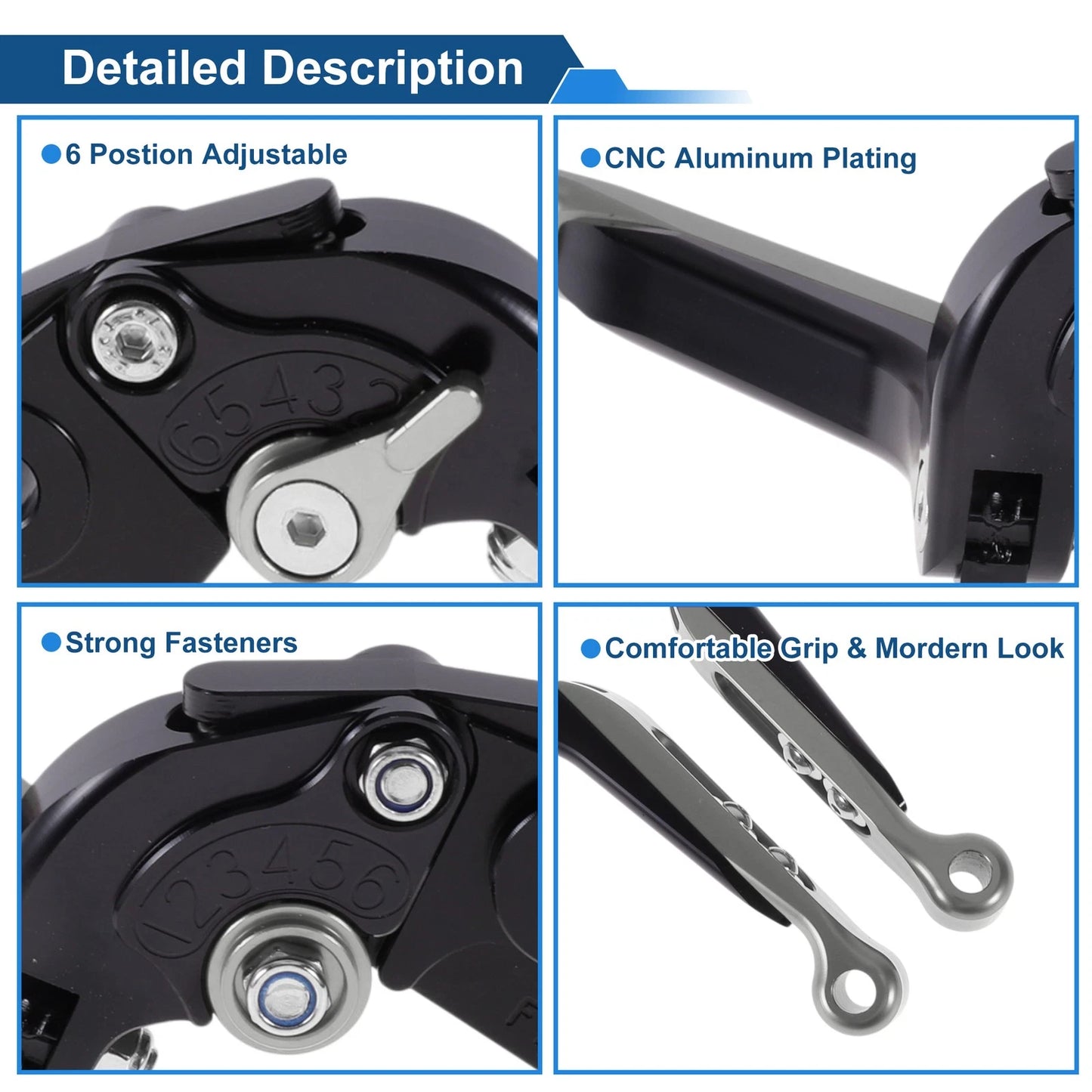 Adjustable Brake Clutch Levers for Kawasaki ZZR600 (1990–2006) Black Titanium