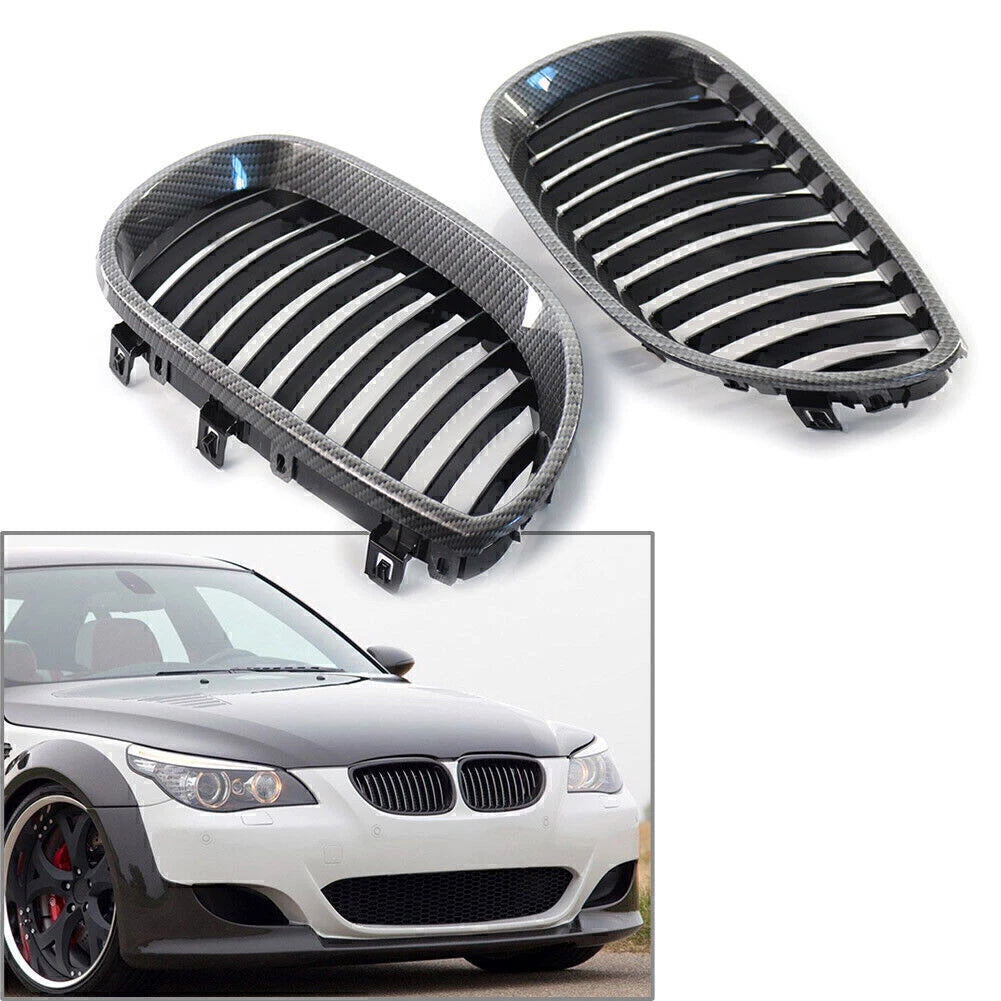 Carbon Fiber Look Front Kidney Grille for BMW 5 Series E60 E61 (2004–2009)