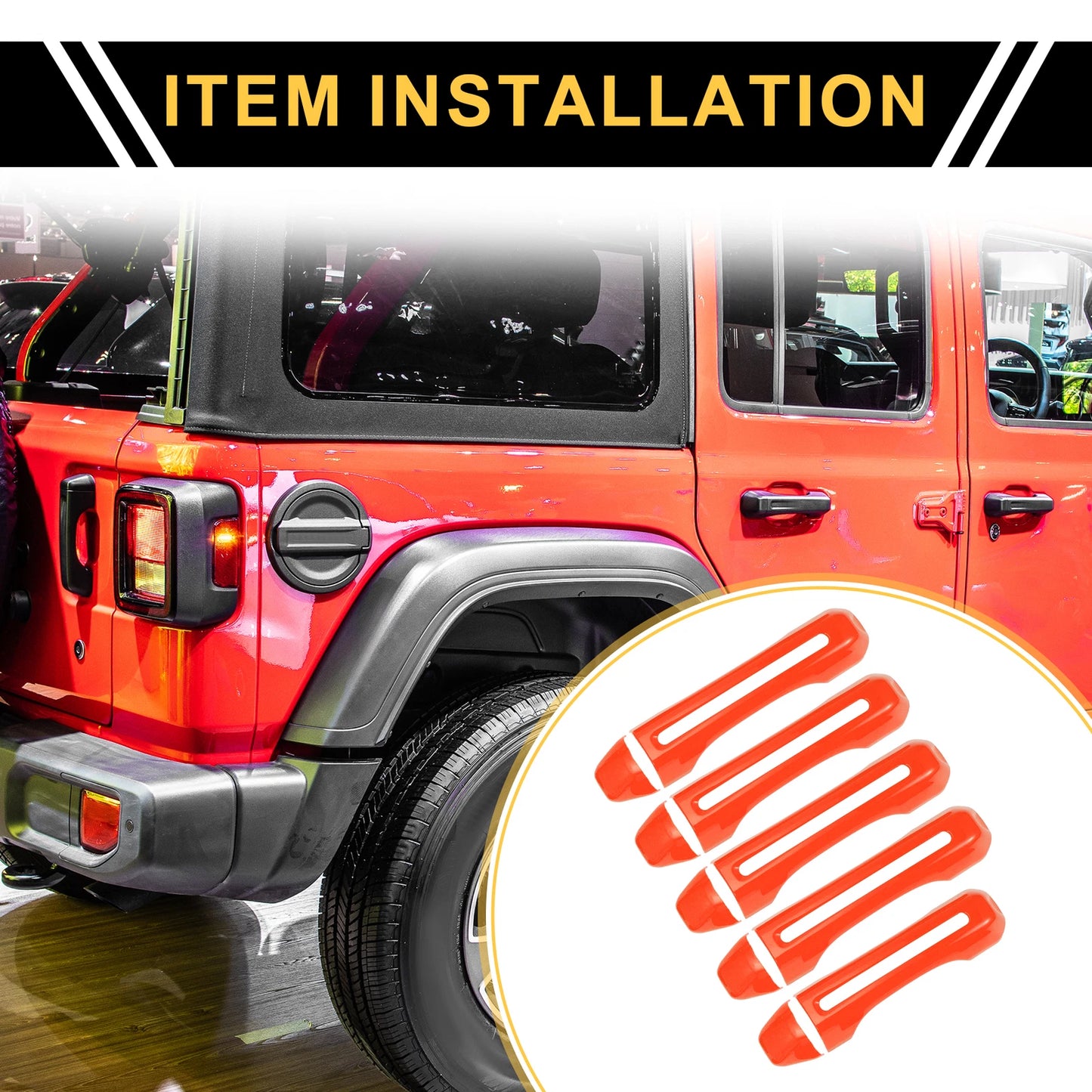 Set of 1 Door Tailgate Handle Cover for Jeep Gladiator JT (2020–2021) Orange