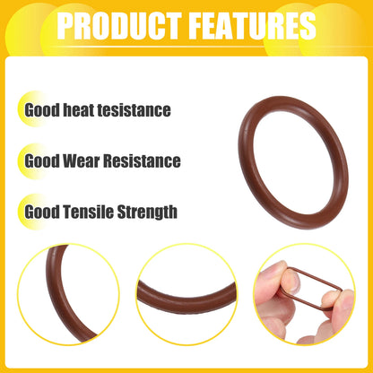 50pcs FKM Rubber O Ring Seal Gasket for Universal Cars 13mm ID x 2mm CS