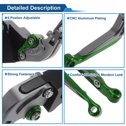 Adjustable Brake Clutch Levers for Kawasaki Z1000SX (2011–2023) Titanium Green