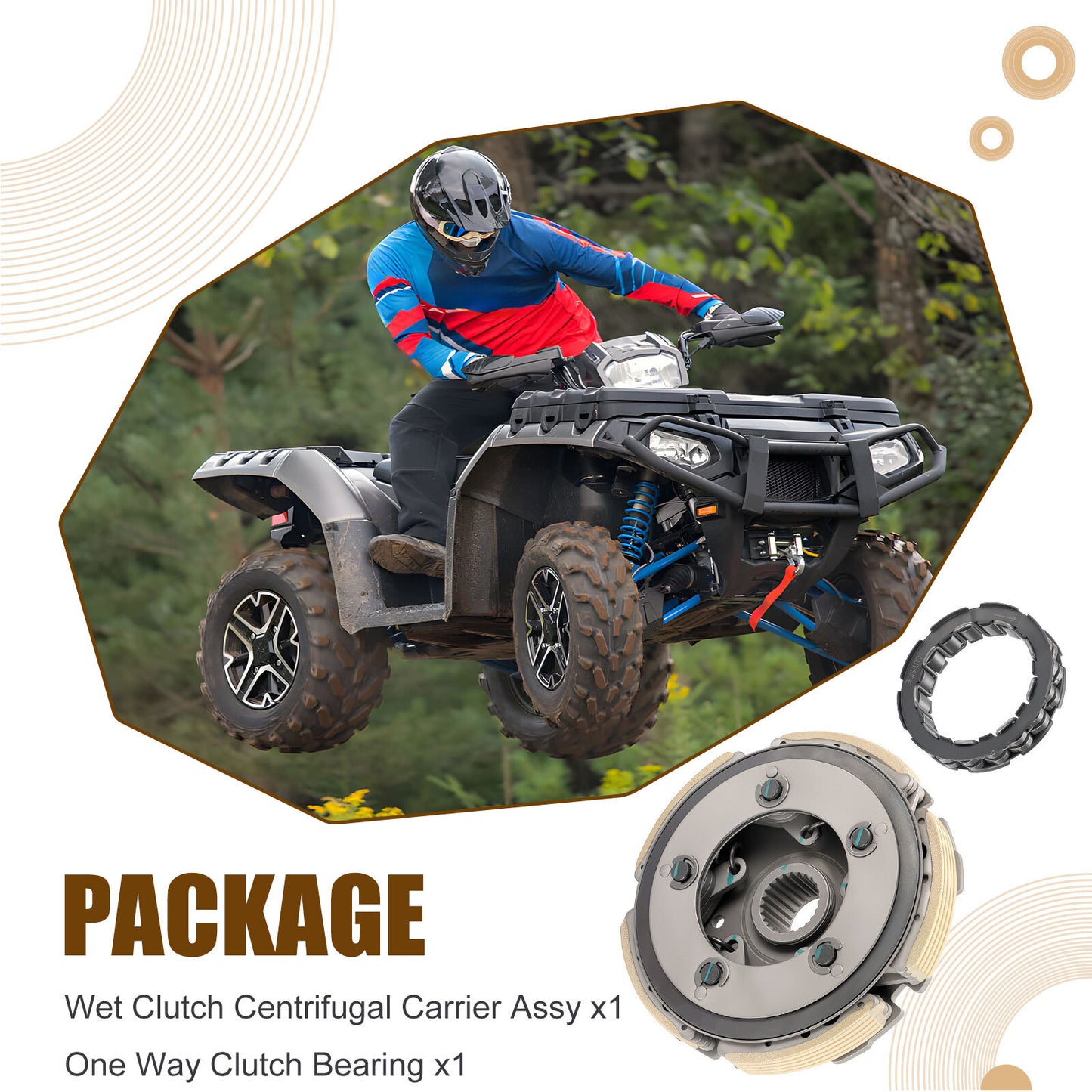 Wet Clutch Centrifugal Carrier & One Way Clutch Bearing for Honda FourTrax (1988–2000)