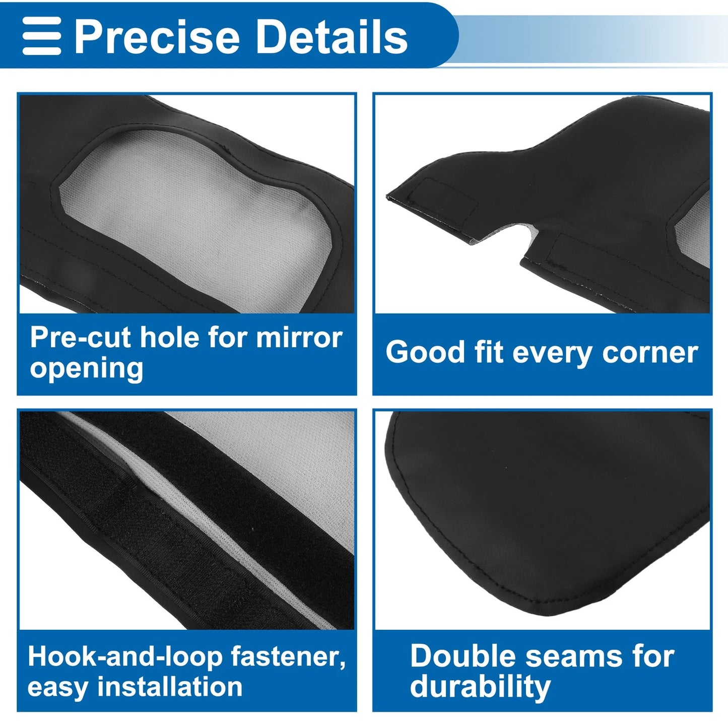 Sun Visor Cover Set for Ford Mustang (1994–2004) Left Right Faux Leather Black