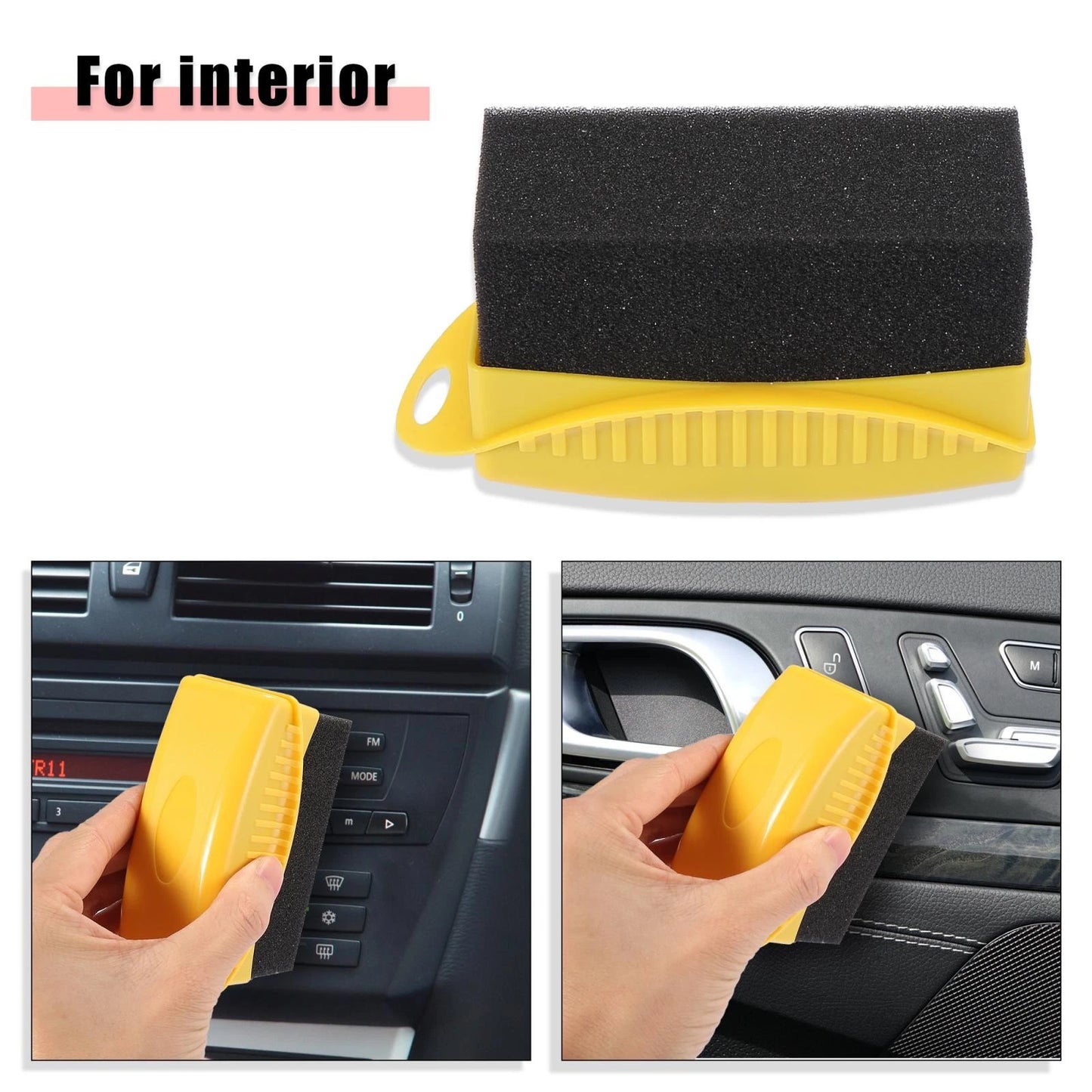 Set of 4 Tire Wheel Dressing Applicator Wax Pads with Lid - Yellow
